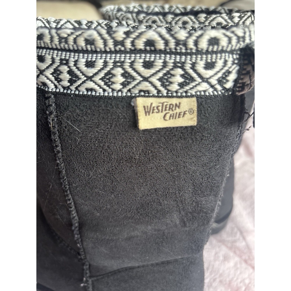 Western Chief Women's Black Boot Size Large Fur Unique Pattern - Picture 3 of 5